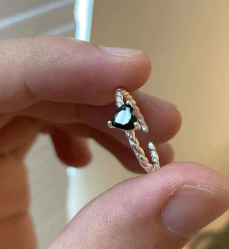 Sterling Silver Black Zirconia Love Twist Ring